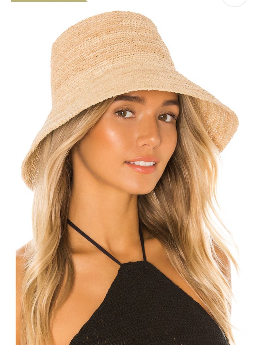 Janessa Leone Natural Crochet Straw Bucket Hat - Picture 2 of 5